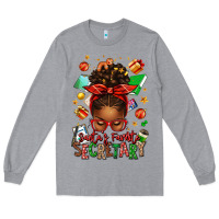 Heather Grey santa's favorite secretary afro messy bun Long Sleeve Tee - texasbilliewilder