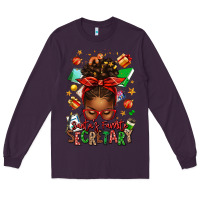 Plum santa's favorite secretary afro messy bun Long Sleeve Tee - texasbilliewilder