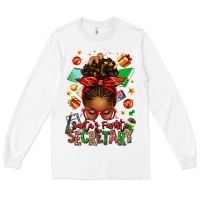 White santa's favorite secretary afro messy bun Long Sleeve Tee - texasbilliewilder