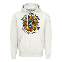 Oatmeal Heather blessed is the nation whose god is the lord Zipper Hoodie - CowhideDigitalArt