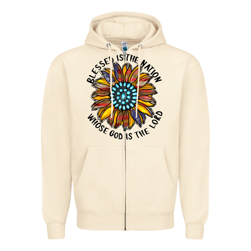Blessed Is The Nation Whose God Is The Lord Zipper Hoodie by CowhideDigitalArt | Teevron