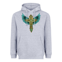 Heather Grey wing cross Heavyweight Hoodie - Artiststas