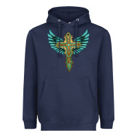 Navy wing cross Heavyweight Hoodie - Artiststas