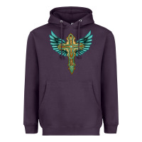 Plum wing cross Heavyweight Hoodie - Artiststas