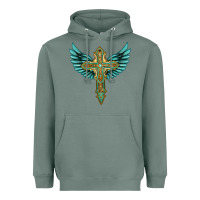 Sage wing cross Heavyweight Hoodie - Artiststas