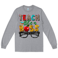 Heather Grey teach like a boss Long Sleeve Tee - Zillion Design Studio