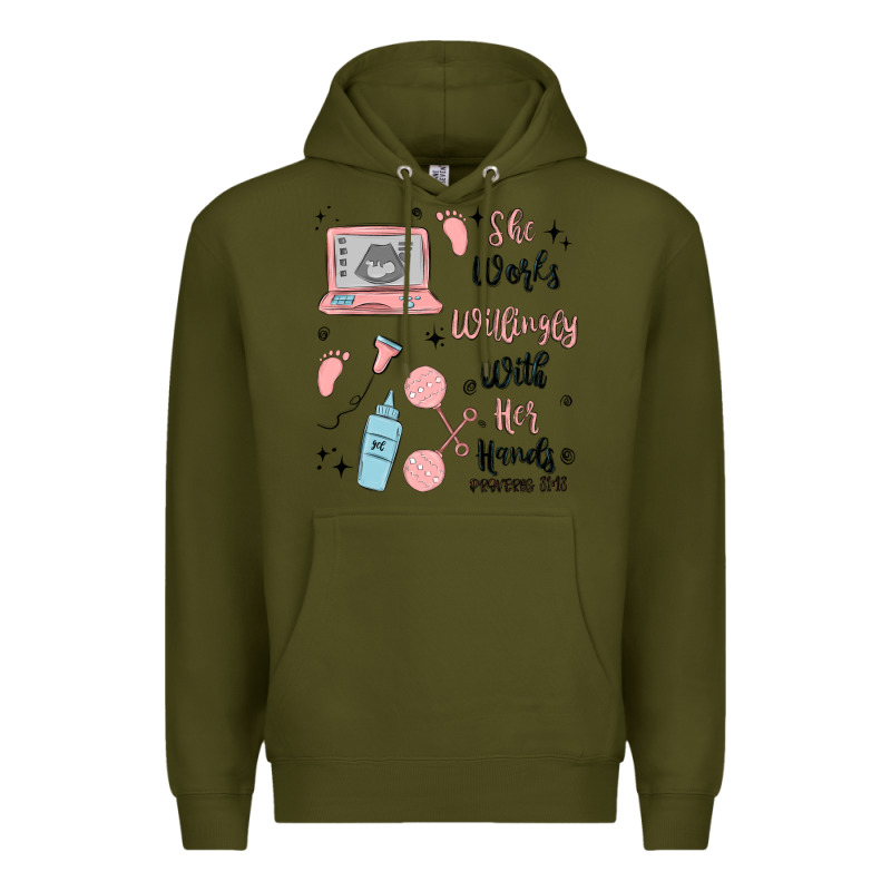 She Works Willingly With Her Hands Premium Hoodie by MaliasSmallBusiness | Teevron