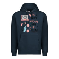 Navy she works willingly with her hands Premium Hoodie - MaliasSmallBusiness