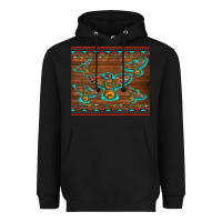 Black western thunderbird and arrow with aztec leopard Heavyweight Hoodie - Artiststas