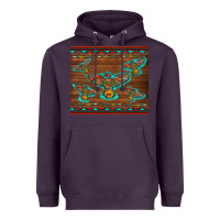 Plum western thunderbird and arrow with aztec leopard Heavyweight Hoodie - Artiststas