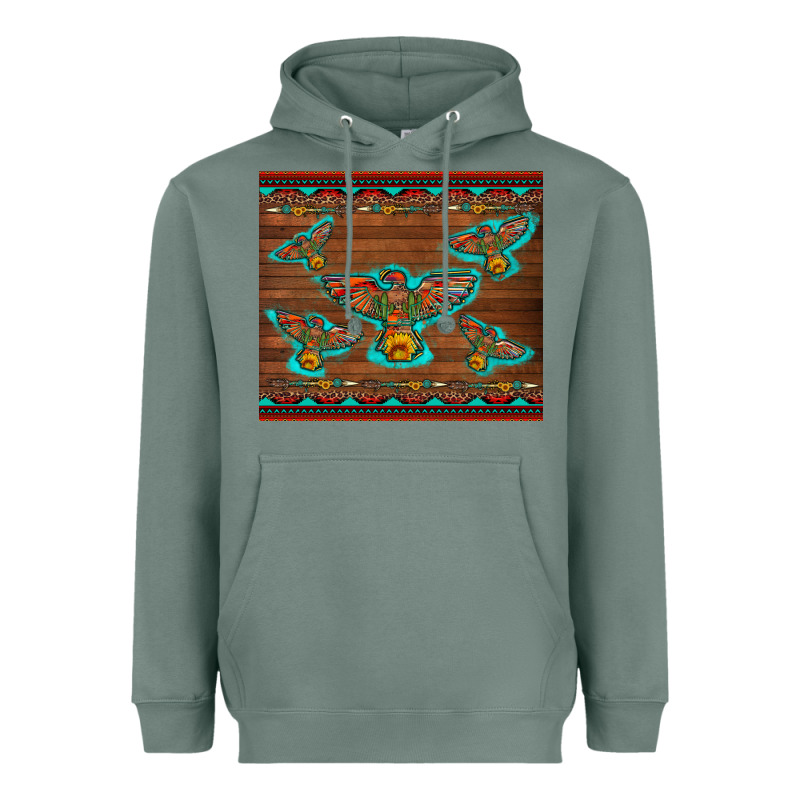 Western Thunderbird And Arrow With Aztec Leopard Heavyweight Hoodie by Artiststas | Teevron