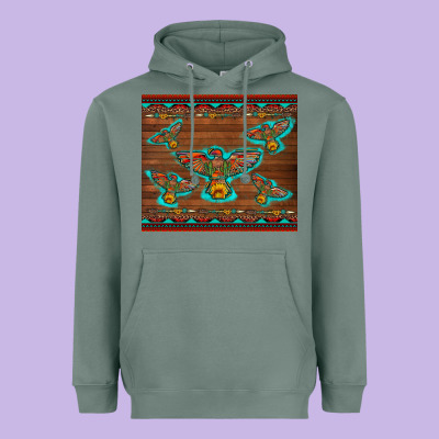 Western Thunderbird And Arrow With Aztec Leopard Heavyweight Hoodie Designed By Artiststas
