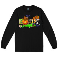 Black howdy halloween pumpkins Long Sleeve Tee - AdoDesignShop
