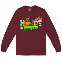 Burgundy howdy halloween pumpkins Long Sleeve Tee - AdoDesignShop
