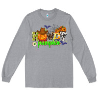 Heather Grey howdy halloween pumpkins Long Sleeve Tee - AdoDesignShop