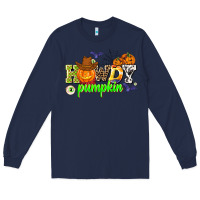 Navy howdy halloween pumpkins Long Sleeve Tee - AdoDesignShop