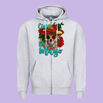 Cinco De Mayo Skull Zipper Hoodie Designed By Hra Design Shop