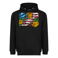 Black usa flag and sunflower serape leopard and cactus Heavyweight Hoodie - Artiststas