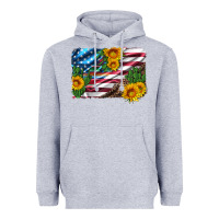 Heather Grey usa flag and sunflower serape leopard and cactus Heavyweight Hoodie - Artiststas