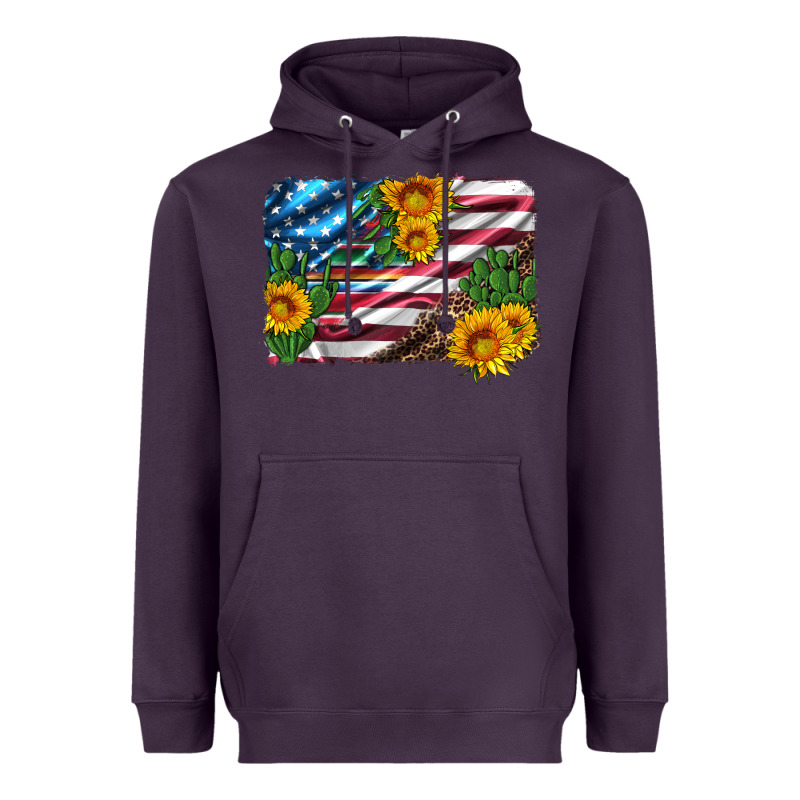 Usa Flag And Sunflower Serape Leopard And Cactus Heavyweight Hoodie by Artiststas | Teevron
