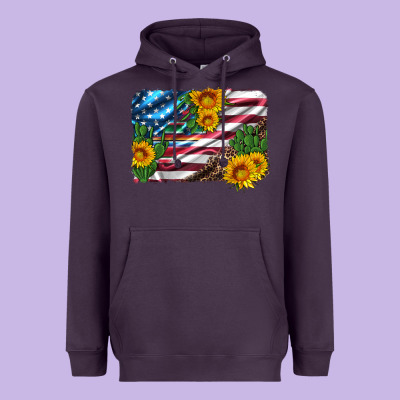 Usa Flag And Sunflower Serape Leopard And Cactus Heavyweight Hoodie Designed By Artiststas