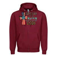 Burgundy blessed İs the nation whose god is the lord Zipper Hoodie - CowhideDigitalArt