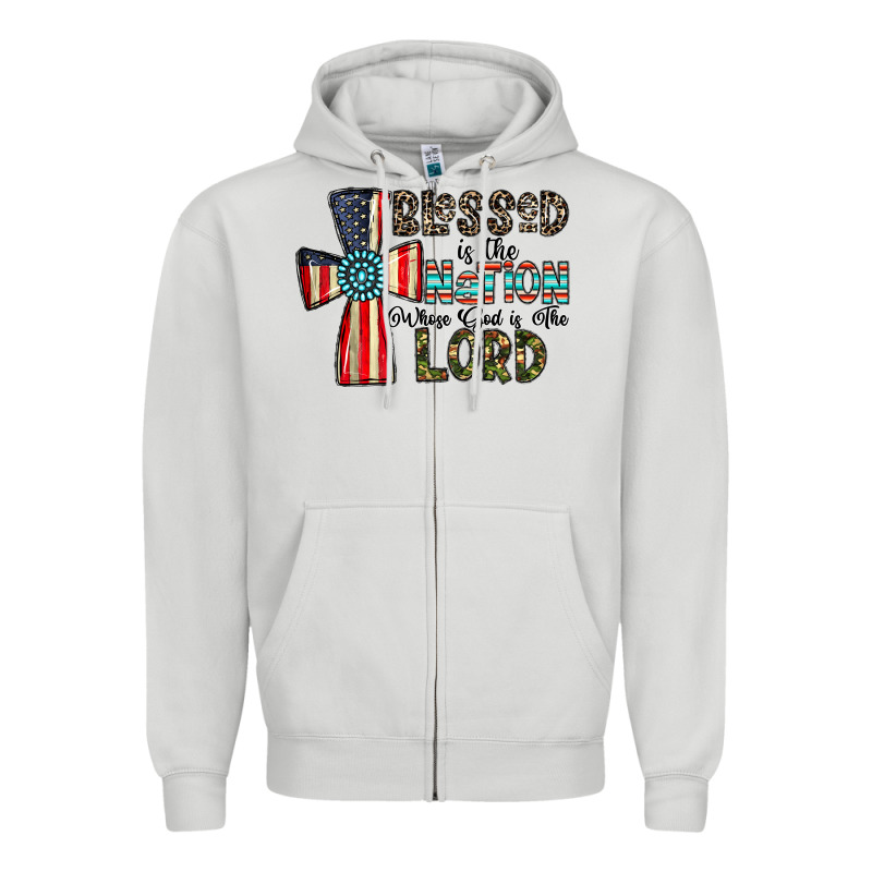 Blessed İs The Nation Whose God Is The Lord Zipper Hoodie by CowhideDigitalArt | Teevron