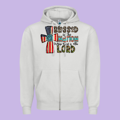 Blessed İs The Nation Whose God Is The Lord Zipper Hoodie Designed By Cowhidedigitalart