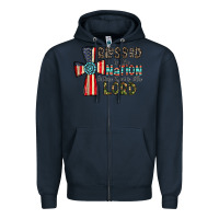 Navy blessed İs the nation whose god is the lord Zipper Hoodie - CowhideDigitalArt