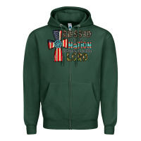 Sports Green blessed İs the nation whose god is the lord Zipper Hoodie - CowhideDigitalArt