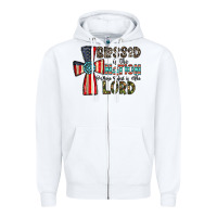 White blessed İs the nation whose god is the lord Zipper Hoodie - CowhideDigitalArt