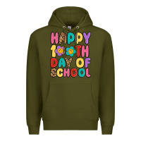 Army Green happy 100 th day of school Premium Hoodie - MaliasSmallBusiness
