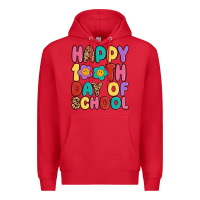 Red happy 100 th day of school Premium Hoodie - MaliasSmallBusiness
