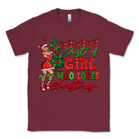 Burgundy Just A Girl Who Loves Christmas Classic Tee - FaDigitalArtStudio