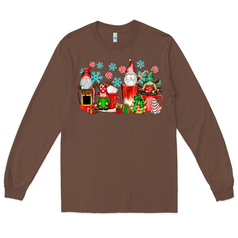 Christmas Gnomes Coffee Cups Long Sleeve Tee by texasbilliewilder | Teevron