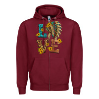 Burgundy love indian headdress Zipper Hoodie - HRA Design Shop