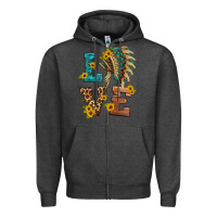 Charcoal Heather love indian headdress Zipper Hoodie - HRA Design Shop