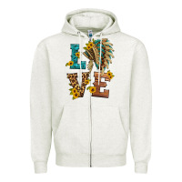 Oatmeal Heather love indian headdress Zipper Hoodie - HRA Design Shop
