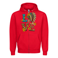 Red love indian headdress Zipper Hoodie - HRA Design Shop