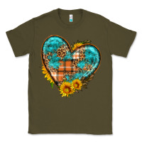 Army Green fall pattern heart with sunflower Classic Tee - HRA Design Shop