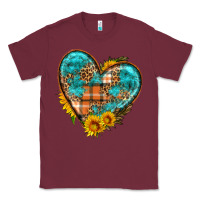 Burgundy fall pattern heart with sunflower Classic Tee - HRA Design Shop