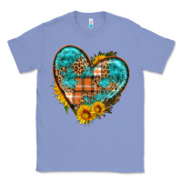 Colony Blue fall pattern heart with sunflower Classic Tee - HRA Design Shop