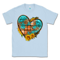 Dusty Blue fall pattern heart with sunflower Classic Tee - HRA Design Shop