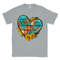 Heather Grey fall pattern heart with sunflower Classic Tee - HRA Design Shop