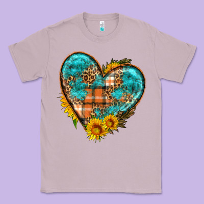 Fall Pattern Heart With Sunflower Classic Tee Designed By Hra Design Shop