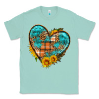 Seafoam fall pattern heart with sunflower Classic Tee - HRA Design Shop