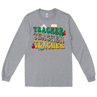 Heather Grey teacher teacher teacher Long Sleeve Tee - Zillion Design Studio