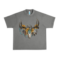 Tornado Boho Deer Skull Sunflowers And Gemstone Urban Heavy Tee - RanaPortraitStore