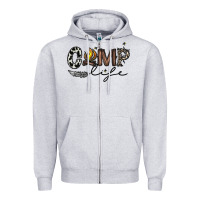 Heather Grey camp life Zipper Hoodie - CowhideDigitalArt