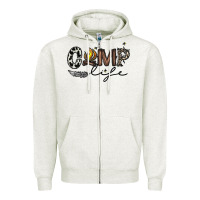 Oatmeal Heather camp life Zipper Hoodie - CowhideDigitalArt